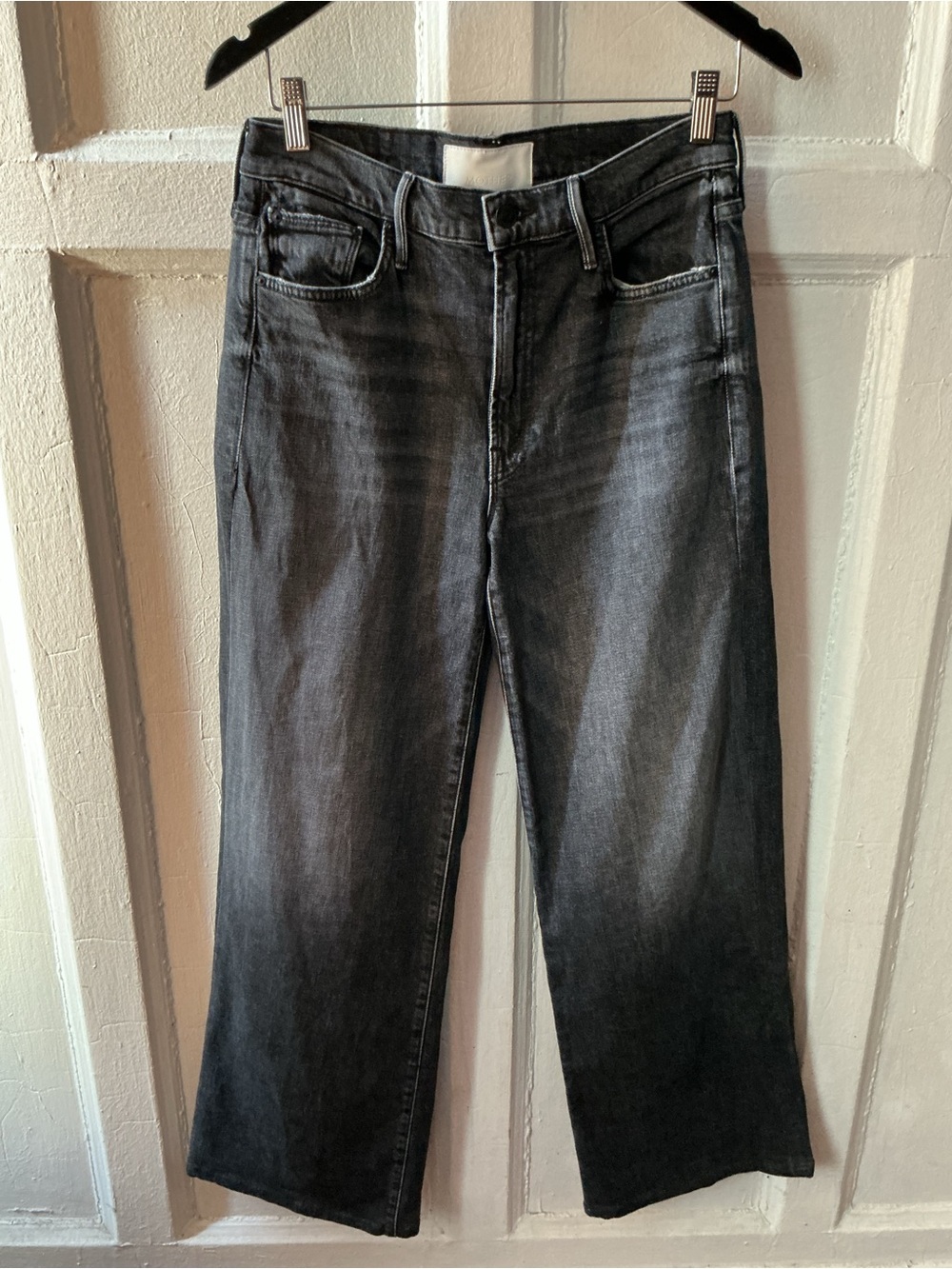 MOTHER Superior The Undercover Washed Black Wide-Leg Jeans